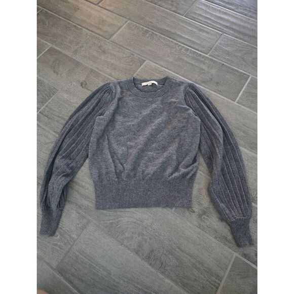 Women's LOFT Pleated Puff Sleeve Sweater Gray‎ Size Small - Picture 1 of 6
